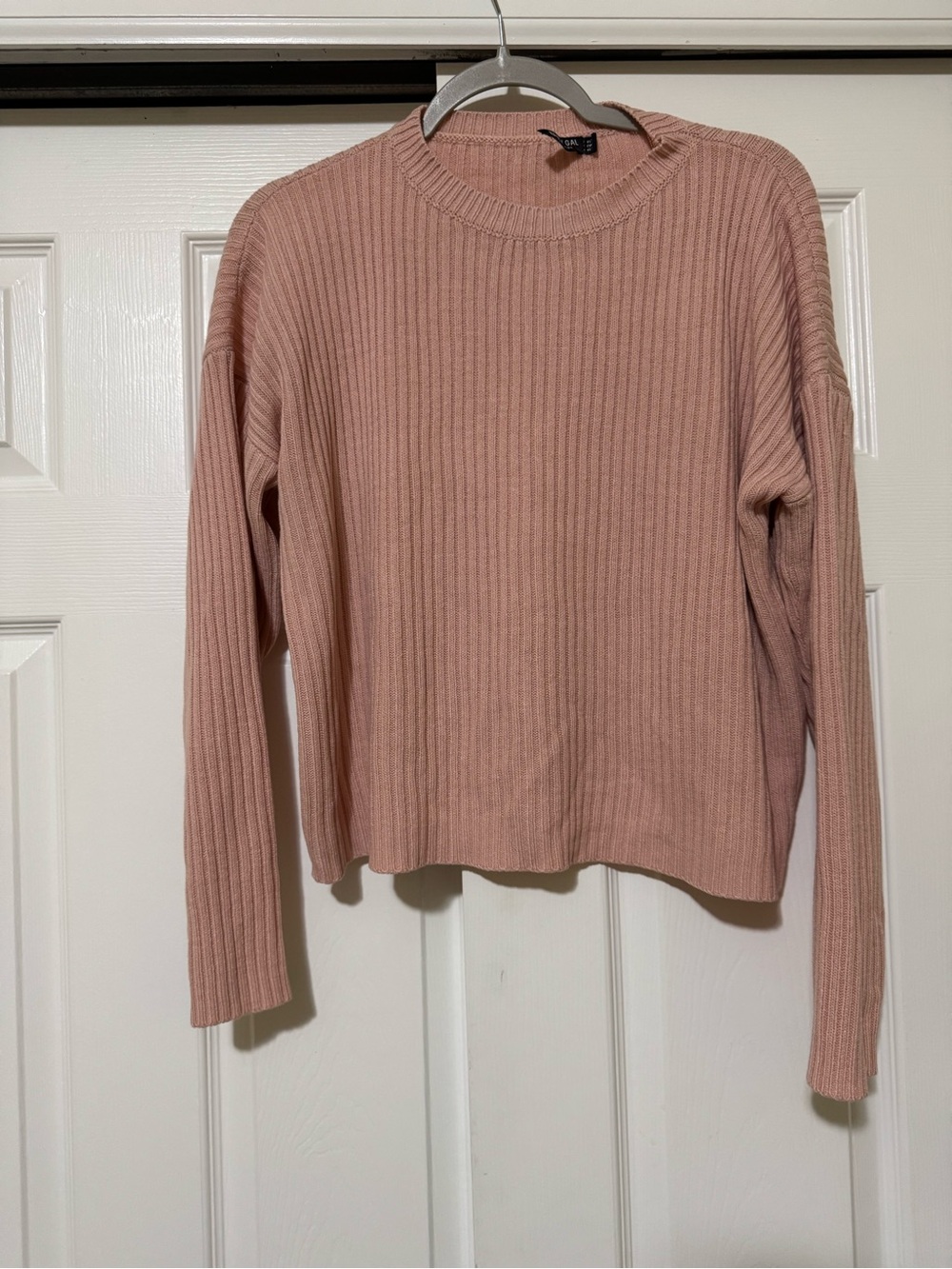 Nasty gal Ribbed Long-Sleeve Sweater Top - Dusty Pink